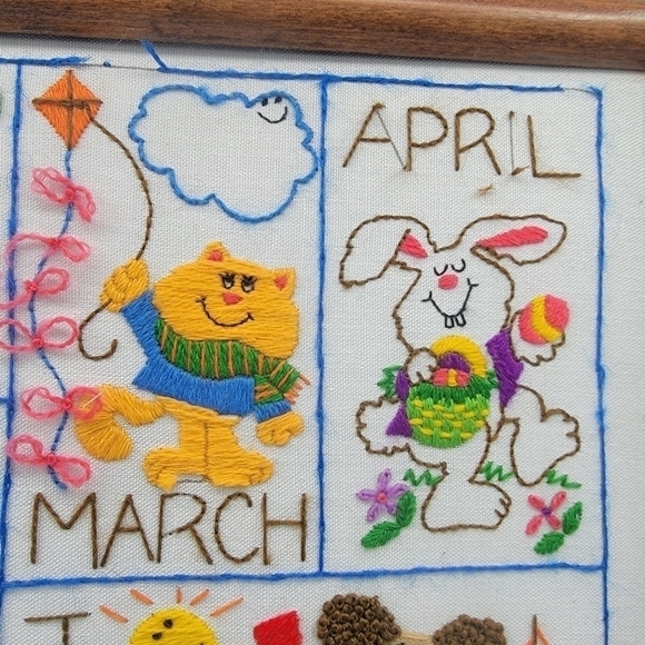 Vintage dimensions crewel needlepoint monthly calendar - Picture 3 of 14